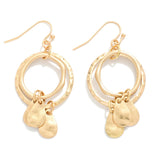 Hammered Teardrop Tassel Drop Earrings - Lace and Grace Boutique