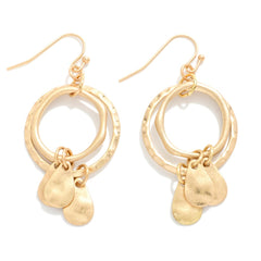 Hammered Teardrop Tassel Drop Earrings - Lace and Grace Boutique