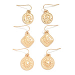 Medallion Drop Earrings, Set of 3 - Lace and Grace Boutique