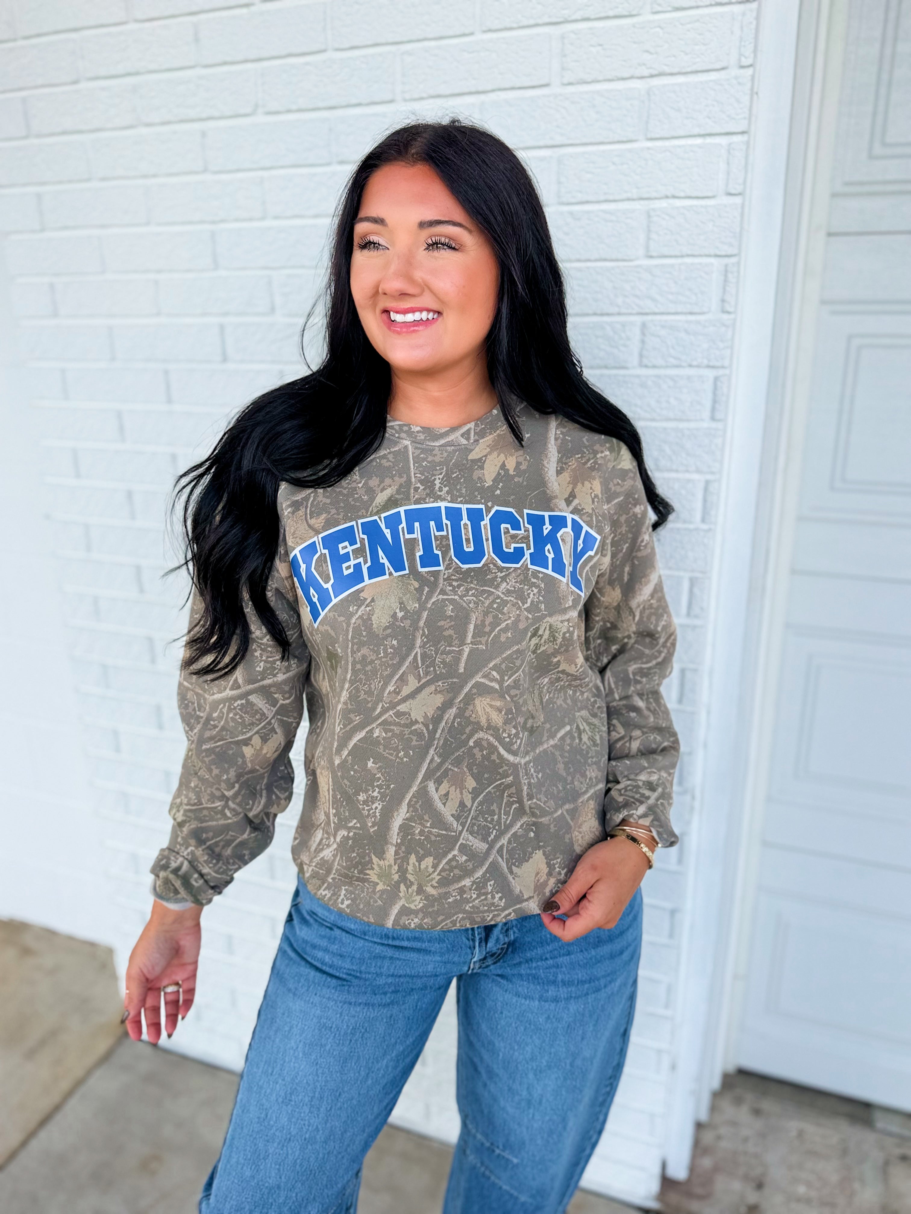 Kentucky Camo Crewneck Sweatshirt - Lace and Grace Boutique