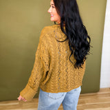 Chunky Cable Knit Henley Sweater - Camel - Lace and Grace Boutique