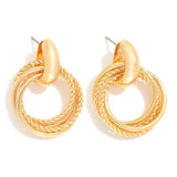 Layered Textured Hoop Post Drop Earrings