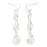 Linked Textured Silver Drop Earrings