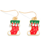 Painted Rhinestone Stocking Drop Earrings