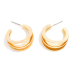 Triple Layered Hoop Drop Earrings - Gold - Lace and Grace Boutique