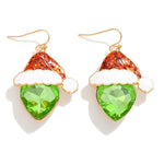 Grinchy Christmas Hat Drop Earrings - Lace and Grace Boutique