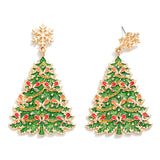 Snowflake & Glitter Christmas Tree Drop Earrings
