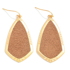 Geometric Vegan Leather Drop Earrings - Lace and Grace Boutique