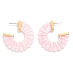 Scalloped Marbled Hoop Drop Earrings - Pink - Lace and Grace Boutique