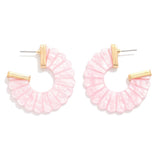 Scalloped Marbled Hoop Drop Earrings - Pink - Lace and Grace Boutique