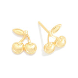 18K Gold Filled Cherry Stud Earrings - Lace and Grace Boutique