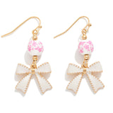 Chinoiserie Bead & Bow Drop Earrings - Pink - Lace and Grace Boutique