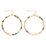 Tube Beaded Hoop Drop Earrings - Light Multi
