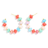 Marbled Disk Beaded Hoop Earrings - Multicolor