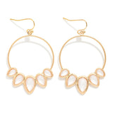 Teardrop Detail Hoop Drop Earrings - White - Lace and Grace Boutique