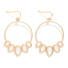 Teardrop Detail Hoop Drop Earrings - White - Lace and Grace Boutique