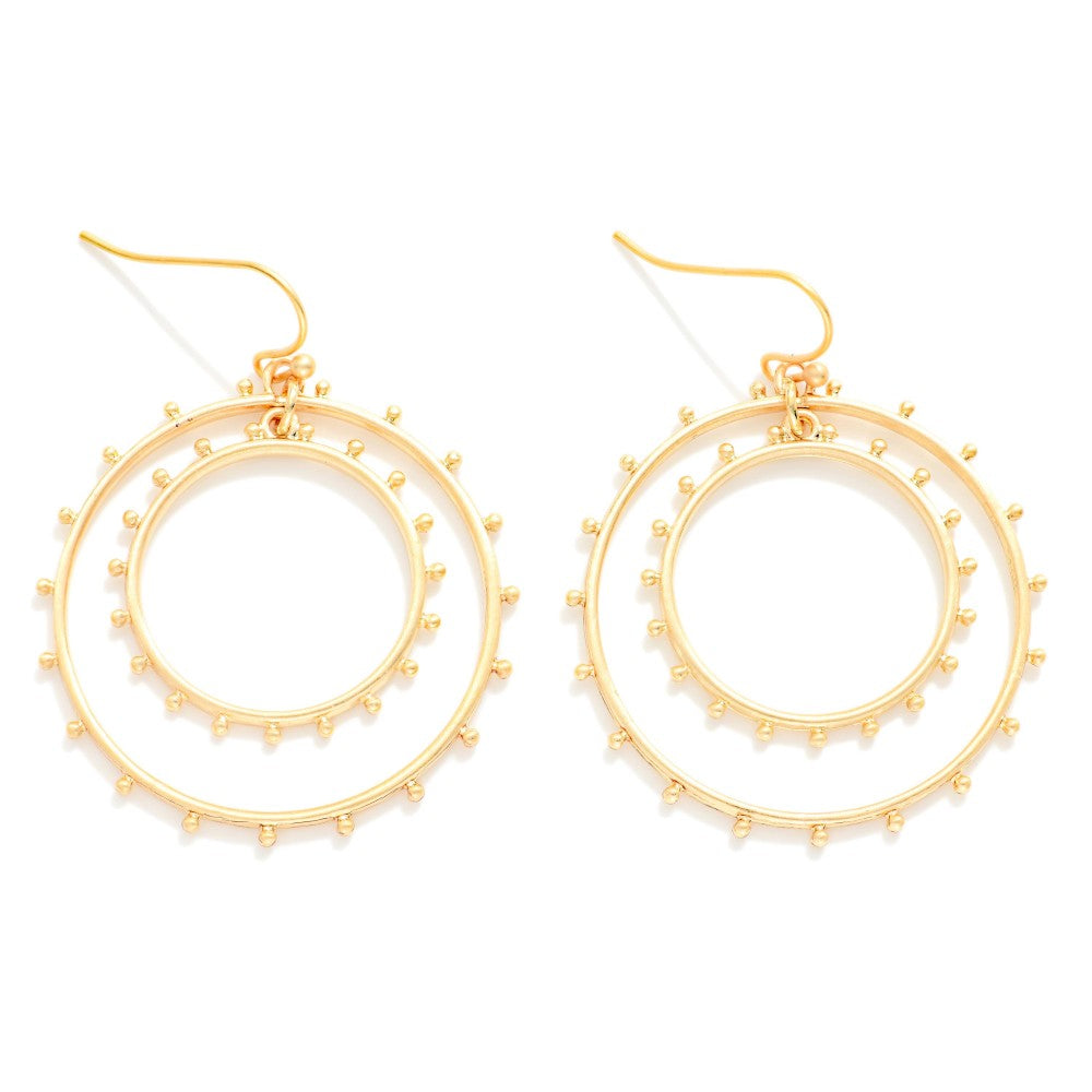 Studded Layered Hoop Earrings - Gold - Lace and Grace Boutique