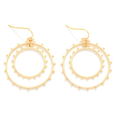 Studded Layered Hoop Earrings - Gold - Lace and Grace Boutique