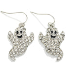 Rhinestone Ghost Halloween Drop Earrings - Lace and Grace Boutique