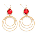 Red Crystal Statement Circle Drop Earrings - Lace and Grace Boutique