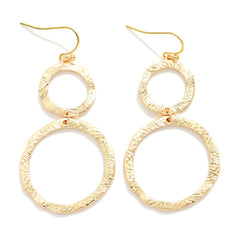 Linked Brushed Circle Drop Earrings - Lace and Grace Boutique