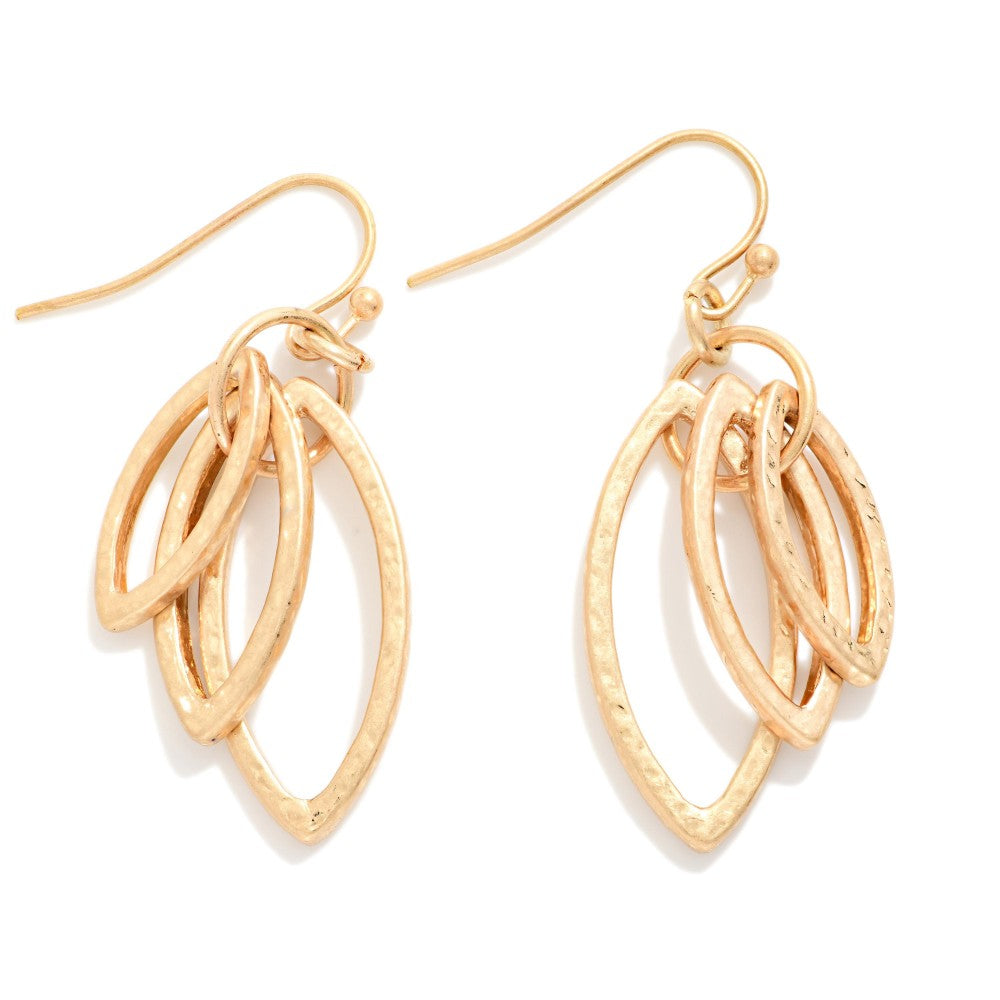 Layered Oval Hammered Teardrop Earrings - Lace and Grace Boutique