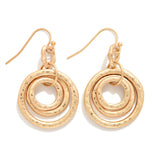 Hammered Layered Circle Hoop Drop Earrings