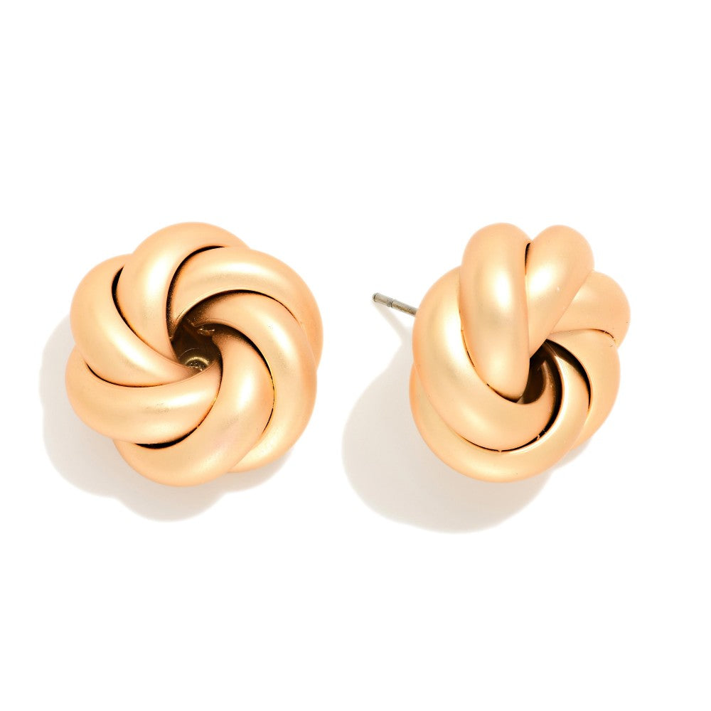 Knotted Metal Chunky Stud Earrings - Lace and Grace Boutique