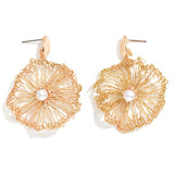 Wired Flower Pearl Detail Drop Earrings