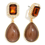 Crystal Teardrop Statement Earring - Brown - Lace and Grace Boutique