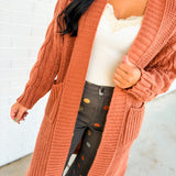 Solid Cable Knit Sleeve Knit Cardigan - Sunburn