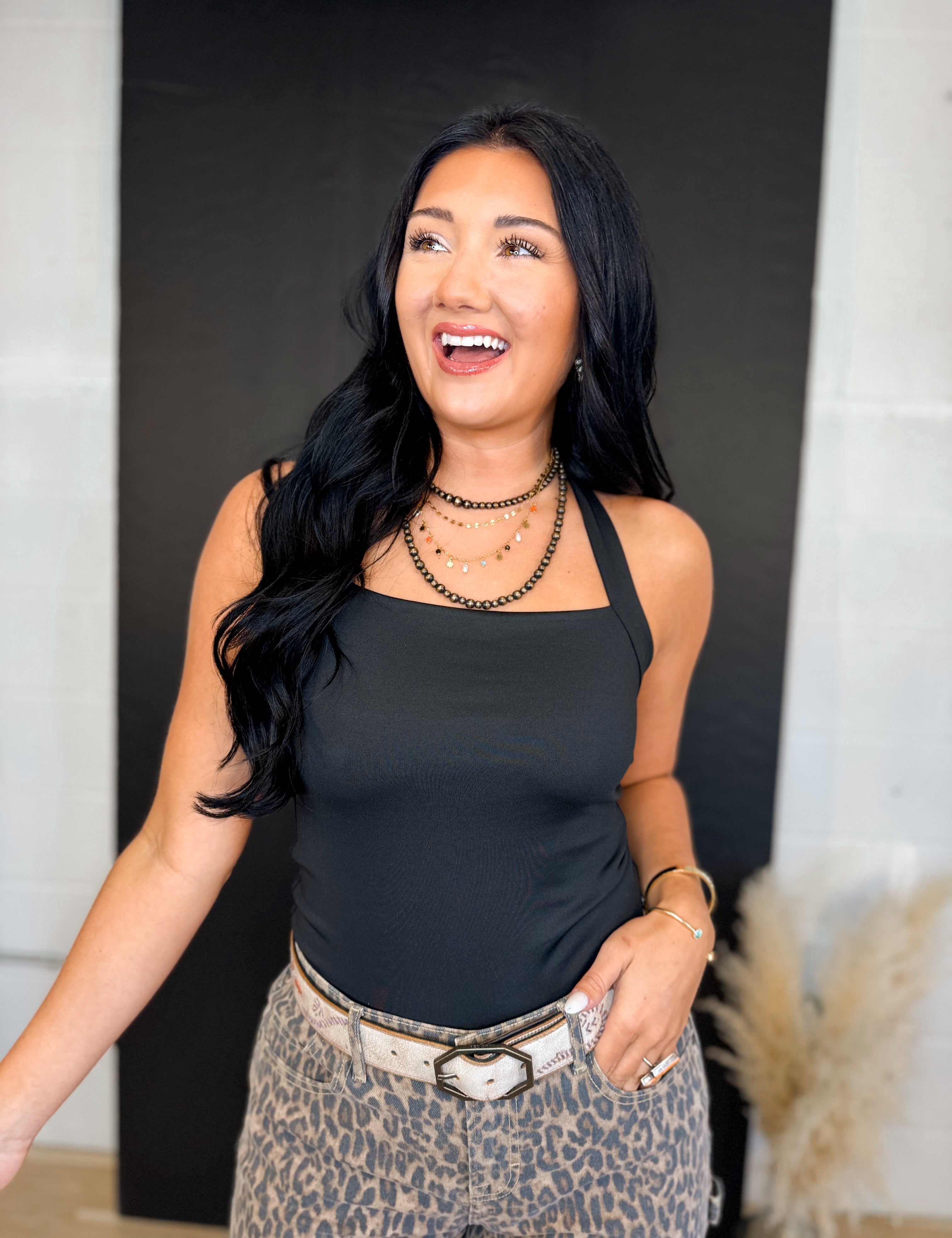 Halter Knit Top - Black - Lace and Grace Boutique