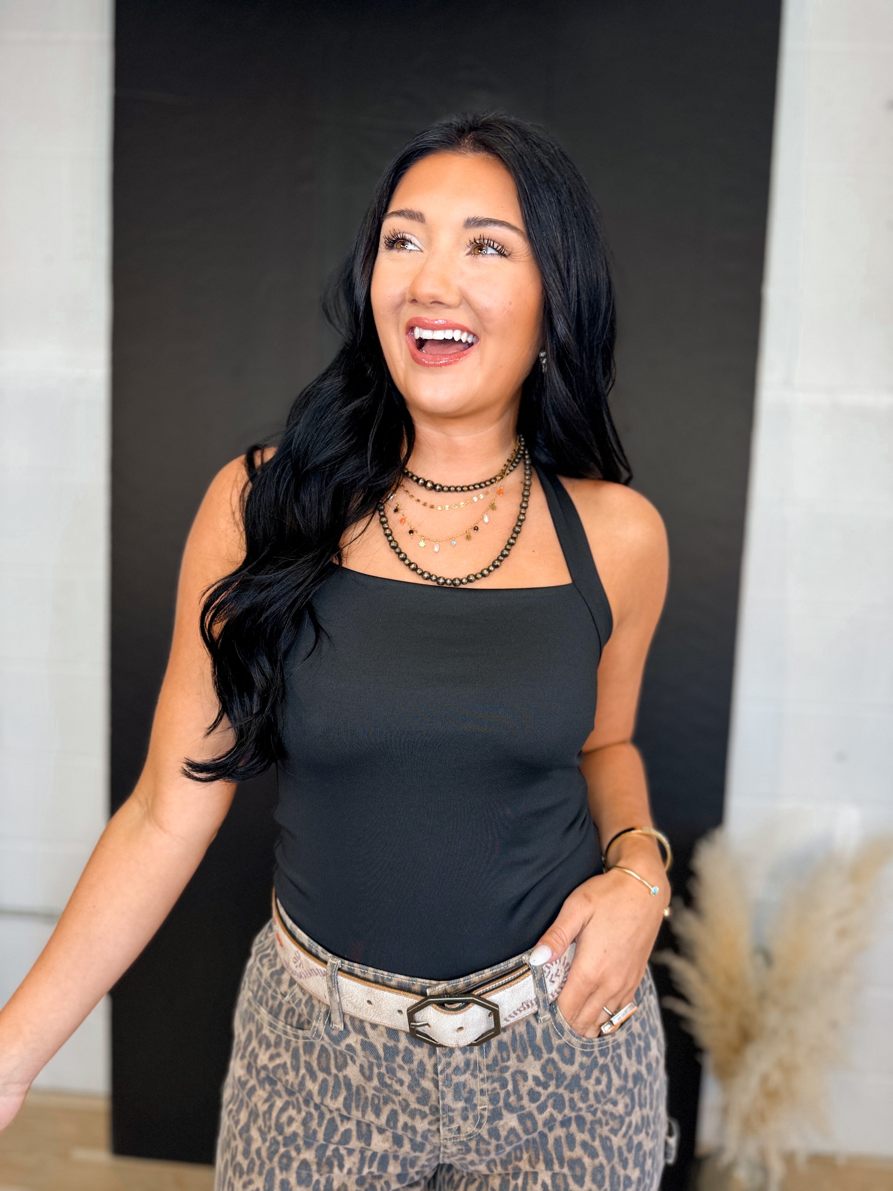 Halter Knit Top - Black - Lace and Grace Boutique