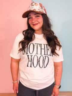 Motherhood Graphic Tee - Ivory/Black - Lace and Grace Boutique