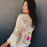 POL Granny Circle Scalloped Edge Crochet Top - Cream/Sage - Lace and Grace Boutique