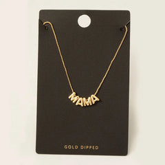 Gold Dipped Mama Letters Chain Necklace - Lace and Grace Boutique