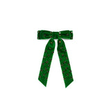 Velvet Rhinestone Studded Bow Clip - Green