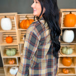 Oversized Plaid Flannel Shirt - Khaki - Lace and Grace Boutique