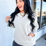 Pigment Dyed French Terry Pullover - Sand Beige - Lace and Grace Boutique