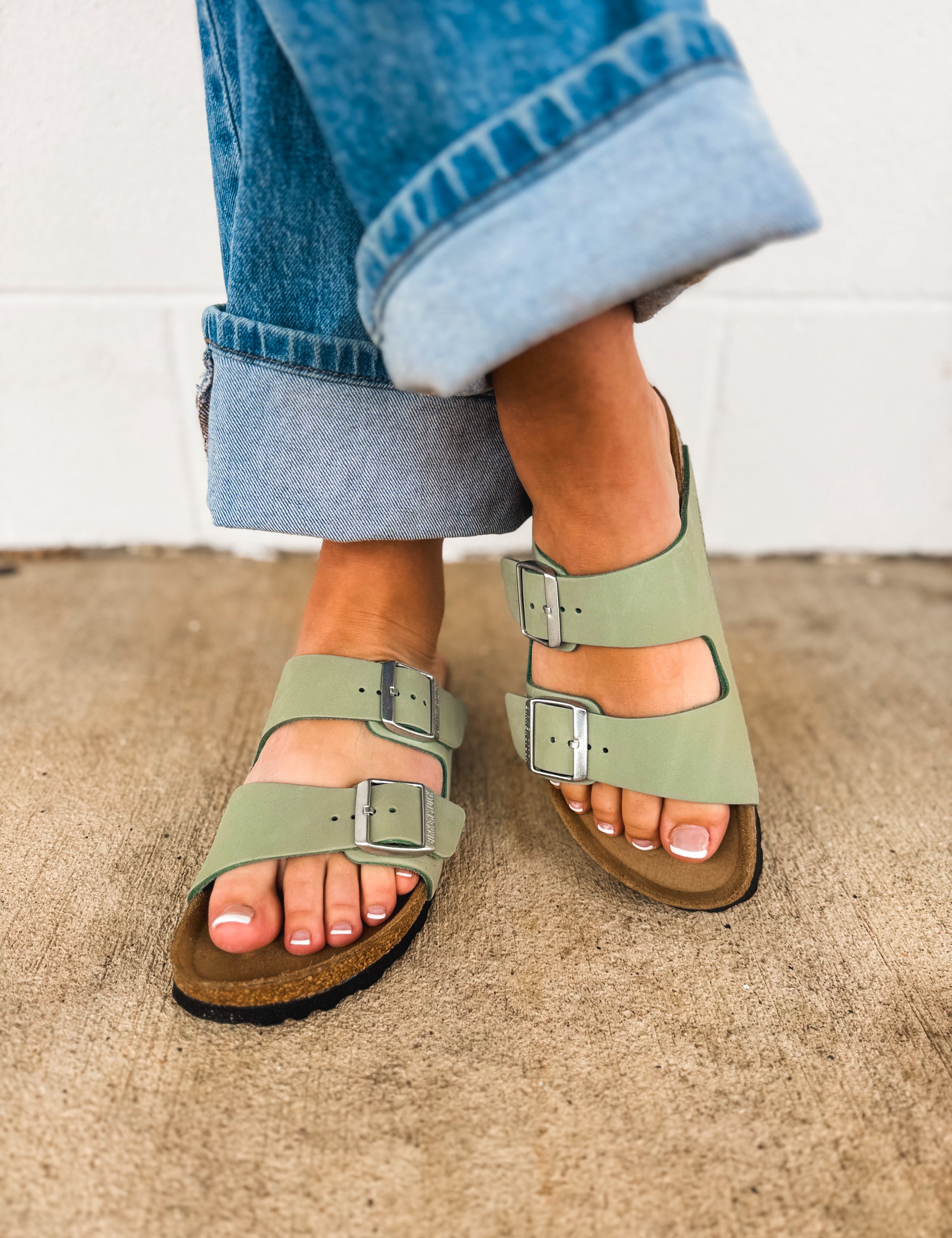 Birkenstock Arizona Nubuck Leather Sandal - Pure Sage - Lace and Grace Boutique