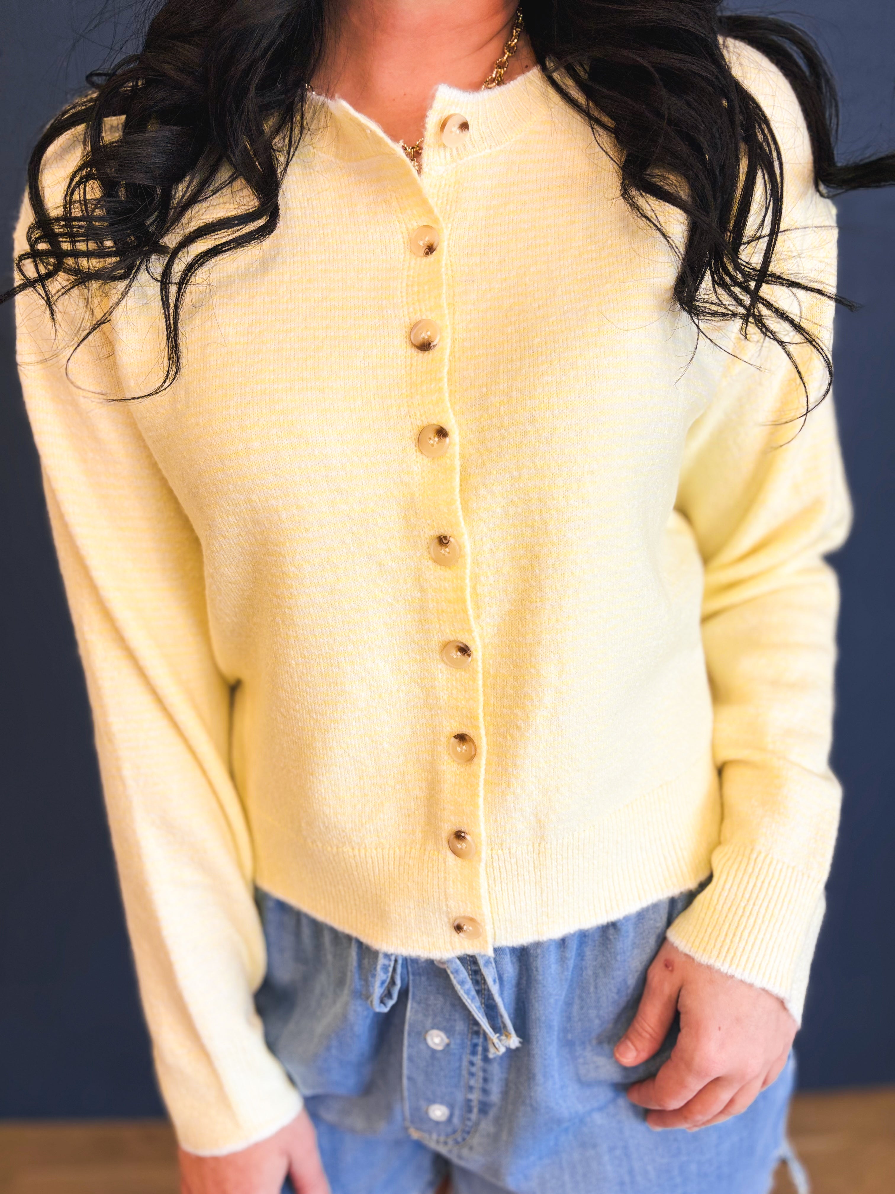 Striped Button-Up Sweater - Daisy - Lace and Grace Boutique