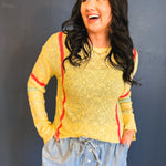 Multicolor Striped Lightweight Sweater - Butter/Papaya - Lace and Grace Boutique