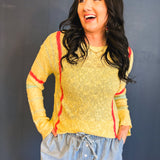 Multicolor Striped Lightweight Sweater - Butter/Papaya - Lace and Grace Boutique