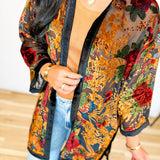 Velvet Floral Burnout Kimono - Black Combo