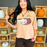 Patchwork Mallard Duck Dolman Sleeve Top - Latte