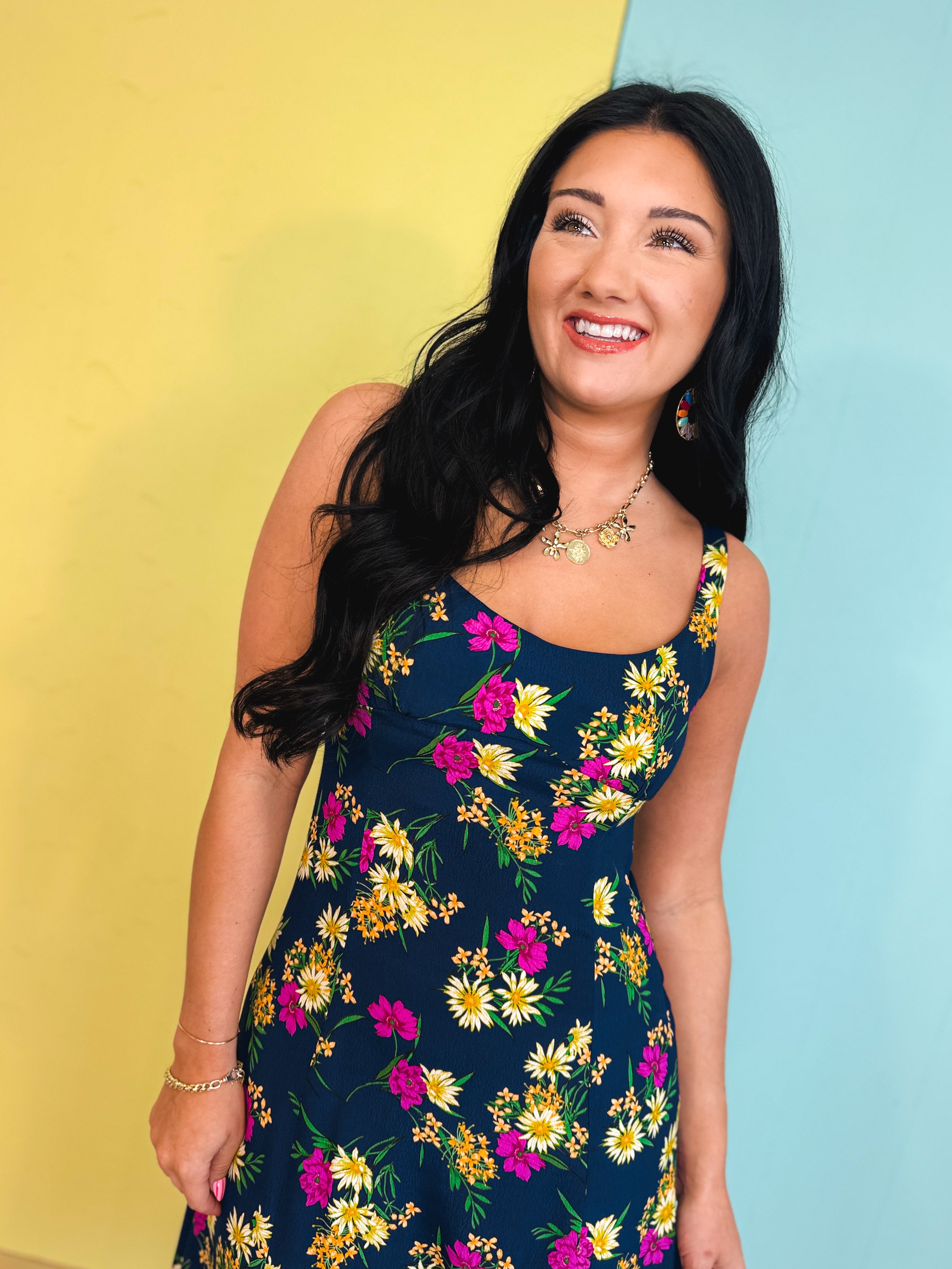 Floral Slit Midi Dress - Parisian Bloom - Lace and Grace Boutique