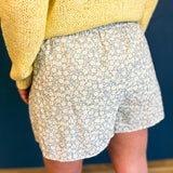 Floral Drawstring Shorts - Cloud/Cream - Lace and Grace Boutique