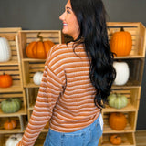 Gradient Striped Ribbed Knit Top - Rust Multi
