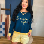 Summer Night Boat Neck Sweater Pullover - Navy - Lace and Grace Boutique