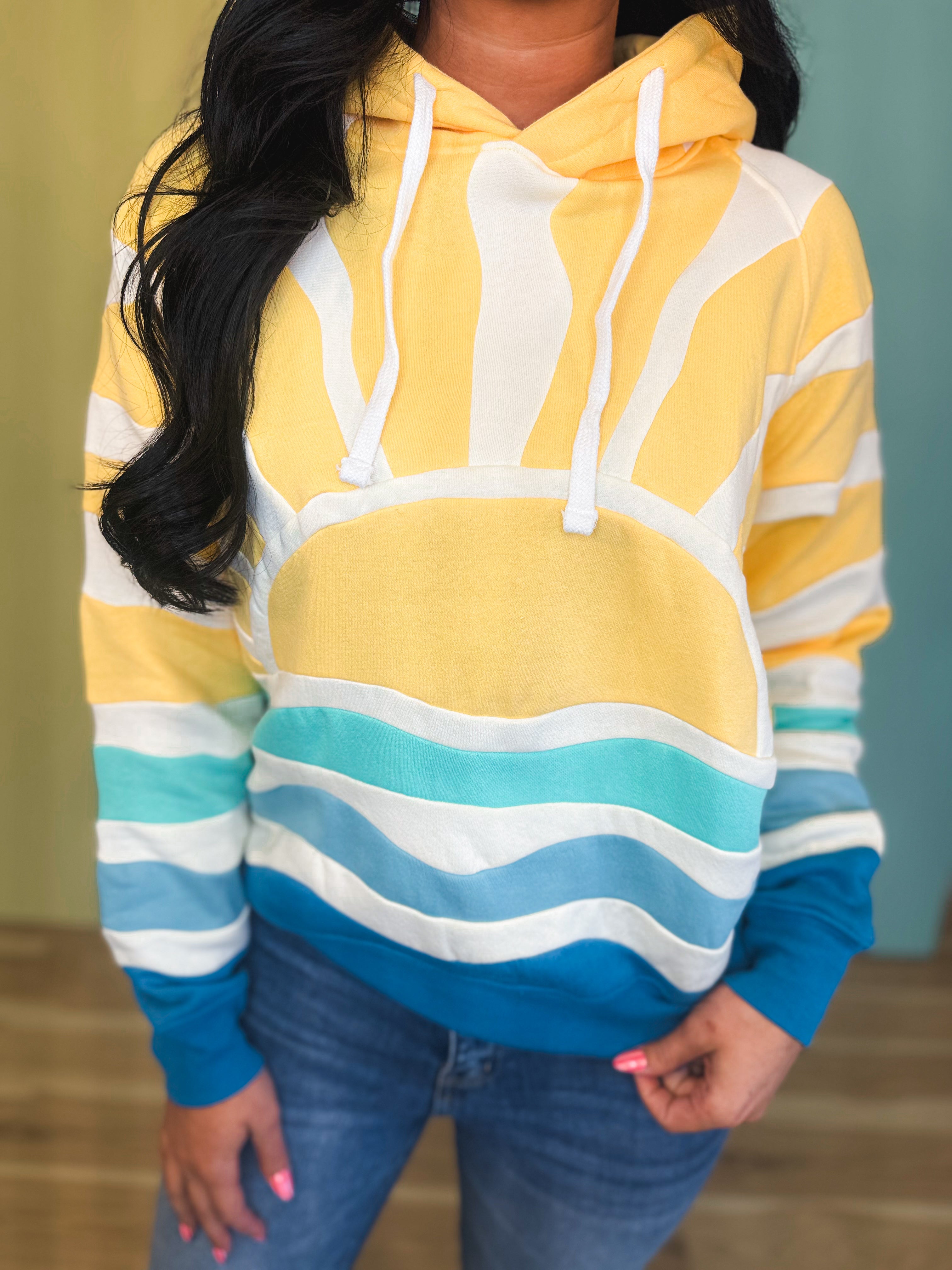 Simply Southern Patchwork Hoodie - Yellow Sun - Lace and Grace Boutique
